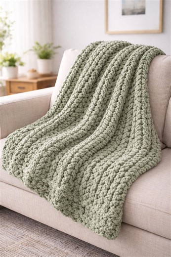 Chunky Knit Blanket Pattern | Easy Ribbed Throw | Beginner Knitting Pattern | Cozy Modern Blanket | DIY Chunky Knit Throw PDF - Etsy