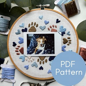 PDF Pattern, Paw Print Embroidery, Instax Mini Polaroid Frame, Photo Memory, Embroidery Pattern, Dogs, Pets - Etsy