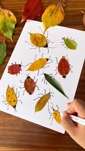 Simple and Easy Drawing Ideas on Instagram: "Did you know you can create beautiful insect drawings using leaves? 🍃 Simply place a leaf on paper and draw legs, a mouth, and other details around it. The unique shapes of leaves mimic various insect forms, adding a fun, natural twist to your creations! 🐞🌿 It's a perfect activity for both kids and adults, transforming nature into art while sparking creativity. A wonderful parent-child project, this simple technique helps nurture imagination and ar