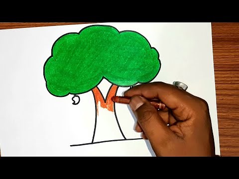 How to draw a tree | easy mango tree drawing | pastel colour drawing for kids |