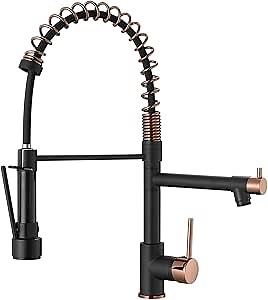 Black Kitchen Faucet,Matte Black Kitchen Faucet with Pull Down Sprayer AIMADI Commercial Single Handle Single Hole Rose Gold Kitchen Sink Faucets