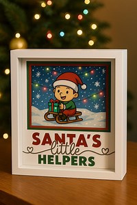 Santa's Little Helper - Holiday Shadow Box Custom Matting - Etsy