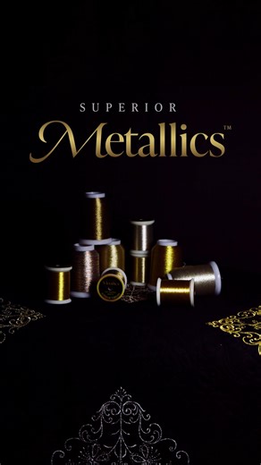 When the light hits just right... ✨ Superior Metallics™️ isn’t just thread—it’s your project’s wow factor. From intricate embroidery to showstopping quilting, this 40 wt. beauty adds shimmer, depth, and drama in all the right places. 💫 Available in 25 radiant colors (yes, even variegated!), Superior Metallics™️ is made with the finest raw materials and specially processed for strength, smoothness, and that jaw-dropping shine. Pro tip: Use a Topstitch # 90/14 needle and lower your top tension to