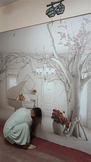 mateflex 3d Wallpaper Installation tutorial #wallpaper #wallhanging #walldecor #shorts #canvas