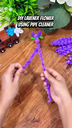 How to make Lavender Flower using pipe cleaners🪻✨ #diy #pipecleanerart #flower #boutique #homedecor