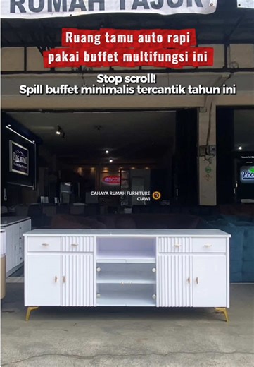 Lagi cari meja buffet yang kokoh tapi tampilannya mewah? Ini solusinya! ✨📺 ​Desain minimalis dengan finishing rapi, cocok banget buat naruh TV atau pajangan biar ruang tamu nggak berantakan. Bahannya solid, awet, dan bikin sudut ruangan jadi kelihatan makin berkelas. 😍 Toko Cahaya Rumah Furniture menjual lemari pakaian, meja makan, sofabed, meja rias, bufet, dan bisa custom sesuai request - Cahaya Rumah Furniture memiliki 7 toko offline di Bogor (Tajur, Loji, Leuwiliang, Bojonggede, Jalan Baru