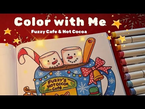 Cutest Fuzzy Café page & Cocoa for Happiness /🎨💕 Cozy Christmas Coloring Book 'Fuzzy Hygge'