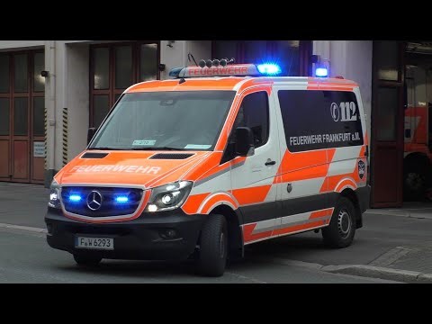 Feuerwehr KTW und RTW auf Einsatzfahrt in Frankfurt! Hulpdiensten met Spoed onderweg in Frankfurt