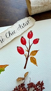 This is real time video of the rosehips that I posted earlier today. Let me know what you want to see next 😊. #fblifestyle #thechicartist #bookaesthetic #learntopaint #loosewatercolor #autumnart | The Chic Artist