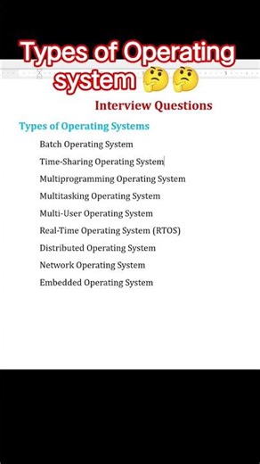 Types of Operating System in 30 Seconds | OS Interview Shorts 🔥 #shorts #interview