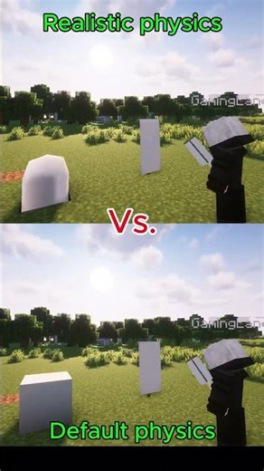 Realistic physics vs default physics #minecraft #minecraftbeauty #shorts