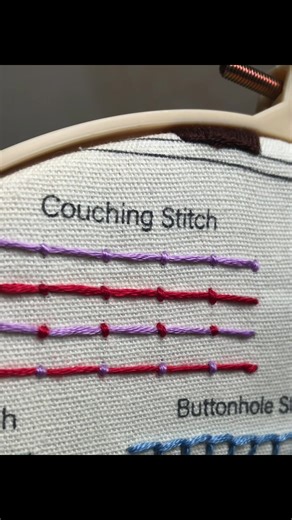 Wrapping it up with couching stitch Couching stitch is perfect for: - *Adding texture* to embroidery designs - *Outlining shapes* or patterns - *Securing thicker threads* or yarns - *Creating dimension* in floral or abstract designs #couchingstitch #embroidery #texture #affiliatemarketing