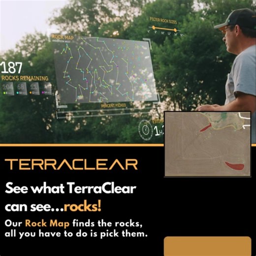 Find 3X More Rocks. Double Your Productivity. Stop wasting time guessing where the rocks are. Our advanced rock mapping tech pinpoints every rock — so you can plan smarter, pick faster, and get more done. | TerraClear Inc.