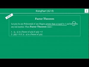 Solving Problems Using Factor Theorem (Part-1) - Polynomials Video Lecture - Class 9