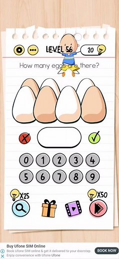 Brain test Level 56 how many eggs are there Walkthrough