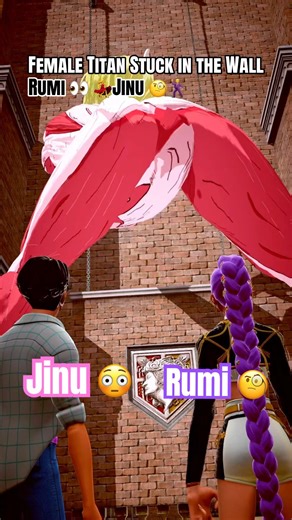Female Titan Stuck in a Wall (Rumi 👀💃 Jinu 🧐🕺) #kpopdemonhunters #rumi #jinu #aot #vrchat