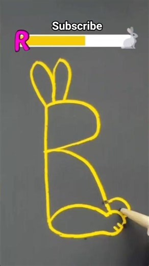 very easy drawing with letter R 🐇#art #drawing #shorts #vairal #trending #shortsfeed #diy #rabbit #b