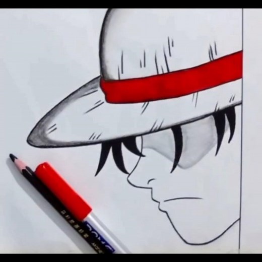 Easy Anime Drawing | How to draw (One Piece) Luffy step-by-step |Easy Drawing for Beginners #shorts