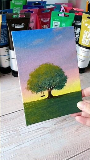 easy way to paint a tree / easy acrylic painting ideas for beginners ✨️