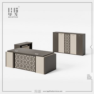 [Hot Item] Modern Manager Workspace Office Desk Wooden Commercial Furniture Computer Table with Credenza/Bookcase