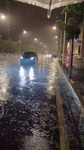 Walking in the Rain at Night☔🌧️☔🌧️ #rainsounds #naturesounds