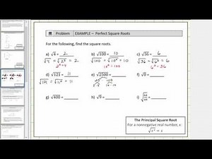 Simplify Square Roots (Perfect Squares)