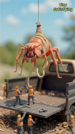 Tiny Workers Capture a Giant Ant! 🐜✨ #shorts #miniature #ants #satisfying