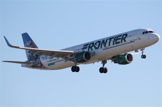 Frontier Airbus touches down with landing gear ablaze: video