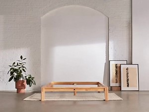 Timeless Japanese joinery makes the perfect platform bed frame easy to put together. Assembles and disassembles in 5(ish) minutes, no tools or team needed. #thuma #forbedtime | Thuma