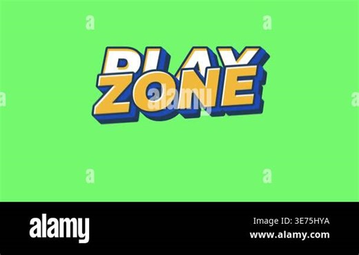 Eye catching play zone motion text animation featuring bold 3D typography, bright green background, smooth movement, and energetic visual style perfect for fun themed video projects Stock Video Footage - Alamy