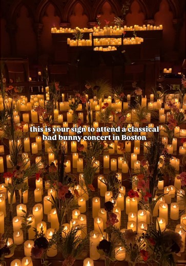 BAD BUNNY INSTRUMENTAL 👀🕯️ this has been one of my favorite date nights of all time!!! @candlelight.concerts @fever_us hosts live orchestra renditions celebrating popular artists like the Beatles, ABBA, Adele, Coldplay, Taylor Swift, Queen and when I saw @badbunnypr had a tribute, I KNEW I had to be there. They play around the Greater Boston Area (as well as in many other cities) and the songs are performed by professional string quartets and small classical ensembles 🎻 shout out to @rasastri