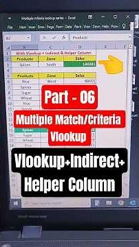 🤔 Part - 06 Multiple Match/Criteria Vlookup | Vlookup+Indirect+Helper Column | Vlookup Hacks #excel