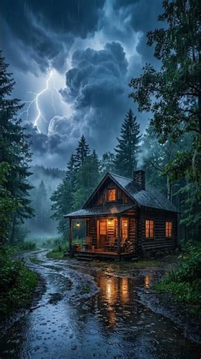 Cozy Thunderstorm Cabin Rain for Deep Sleep 🌧️⚡ Relaxing Nature Sounds #Rain #Sleep #ASMR