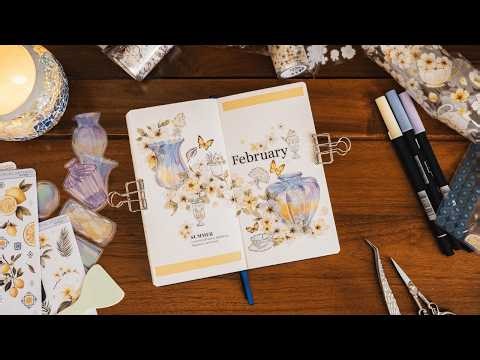 February Journal Setup ☀️ Summertime Theme in a Travelers Notebook | Plan With Me