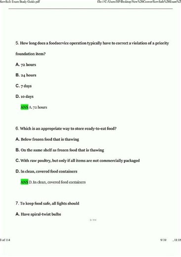 ServSafe Exam Study Guide Questions and Answers Verified Solutions 1427 new video