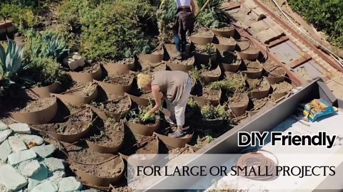 Dirt Locker Erosion Control Hillside Planters, 10-Pack-Black—DIY-Raised Garden Bed Terracing Kit for Mild Slopes, 10°-24°-Geogrid Water Retention Planting Stabilizer-Retaining Wall Compatible