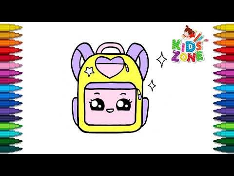 How to Draw a Cute Backpack - Backpack drawing for Kids - Easy Drawings