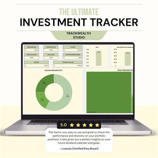 Investment Tracker Excel Spreadsheet: Dividend Growth Portfolio and Reinvesting Forecast (digital Download) - Etsy
