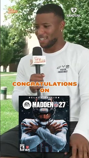 Saquon Barkley Passing the Madden Cover to Caleb Williams