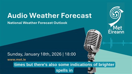 🎙️Hear the latest National Audio Forecast from Met Éireann for today and the coming days. Audio Weather Forecast is recorded three times a day, at 6 AM, 12 PM, and 6 PM. Listen now⬇️ | Met Éireann