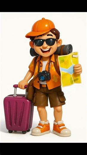 Cute Traveler Cartoon 3D | Tourist Boy Travel Animation