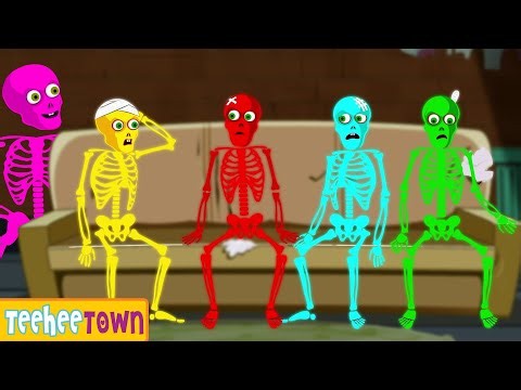 Five Skeletons In Bed | Spooky Scary Skeletons Kids Songs by ‪@TeeHeeTown‬