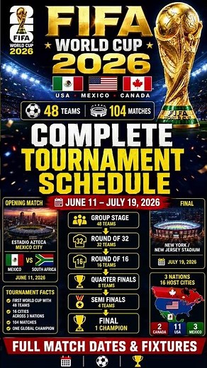 FIFA World Cup 2026 Complete Schedule 🏆 | All 104 Matches, Dates & Tournament Timeline