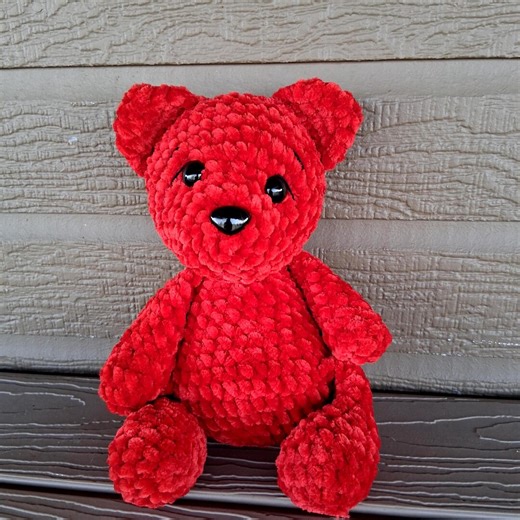 Handmade Crochet Red Teddy Bear Plush Stuffed Animal *amigurumi - Etsy
