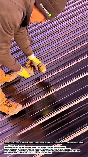 Professional Metal Roofing Installation Using Power Drill | Educational Construction Video.