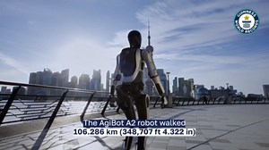 Longest journey walked by a humanoid robot 106.286 km (348,707 ft 4.322 in) by the AgiBot A2