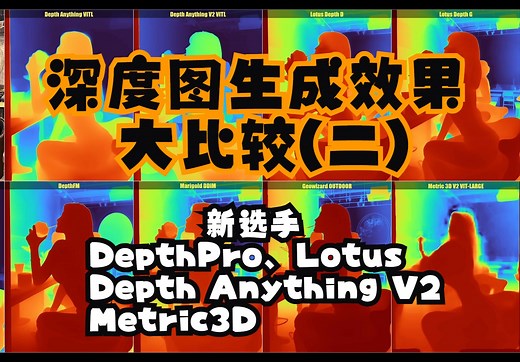 DepthPro、Lotus、Metric3D、Depth Anything V2等深度图生成效果大比较