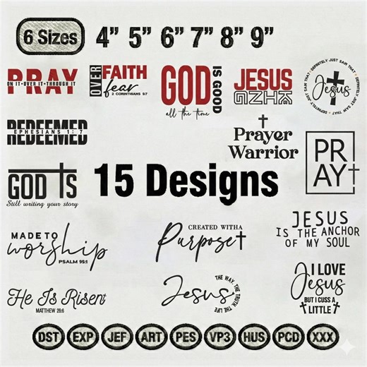 Christian Embroidery Design Bundle, Religious Scripture Machine Embroidery, Modern Faith PES DST JEF File - Etsy