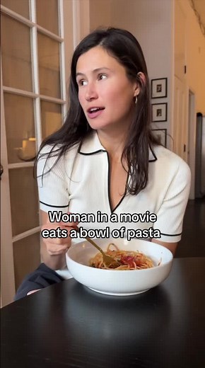 Woman Enjoys Pasta in Eat Pray Love Movie Scene
