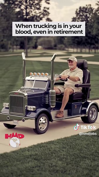 Who said retirement means slowing down? These custom semi-truck mobility scooters are the dream ride for any retired CDL driver! No weigh stations, no ELDs, just smooth cruising. Would you rock one of these bad boys? #hmdtrucking #truckingjobs #trucker #truckdriver #trucking #truckerlife